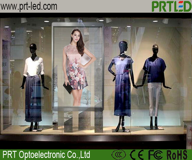 P3.91,P5 Glass LED Wall Transparent LED Screen for Indoor Shop Window / Wall Background